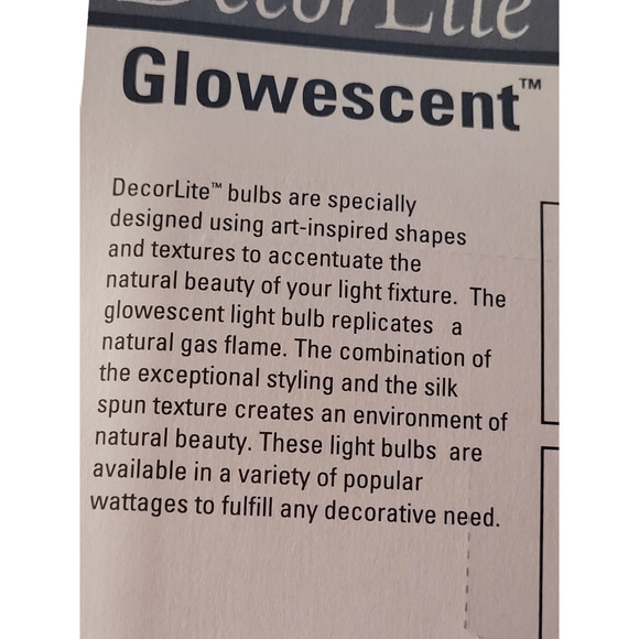 Westinghouse Decor Light Glowescent Forty Watt Flame 40c15 2 Light Blubs 2 of‎ 3 - Picture 8 of 12